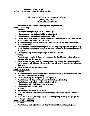 Ma trận và đề thi học kỳ II môn Vật lý Lớp 11 - Năm học 2018-2019 - Trường THCS và THPT Nguyễn Bỉnh Khiêm (Có đáp án)